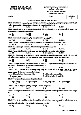 Đề kiểm tra chương II môn Toán - 11 Trường thpt Hà Trung
